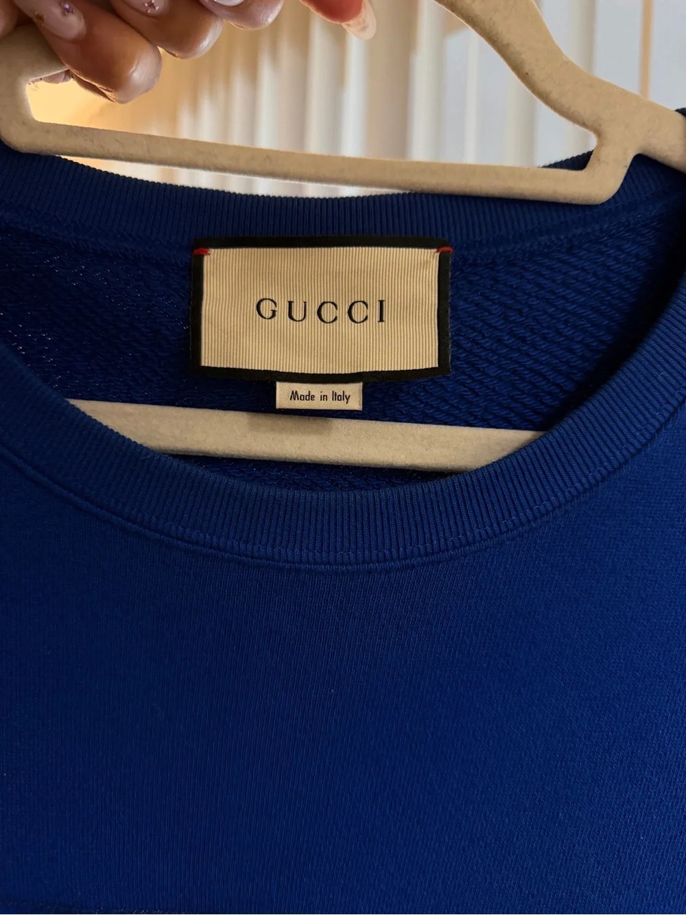 Gucci Cobalt Blue Crewneck Sweatshirt with Signature Label